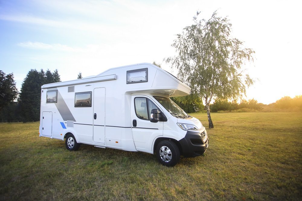 rv parked in grass